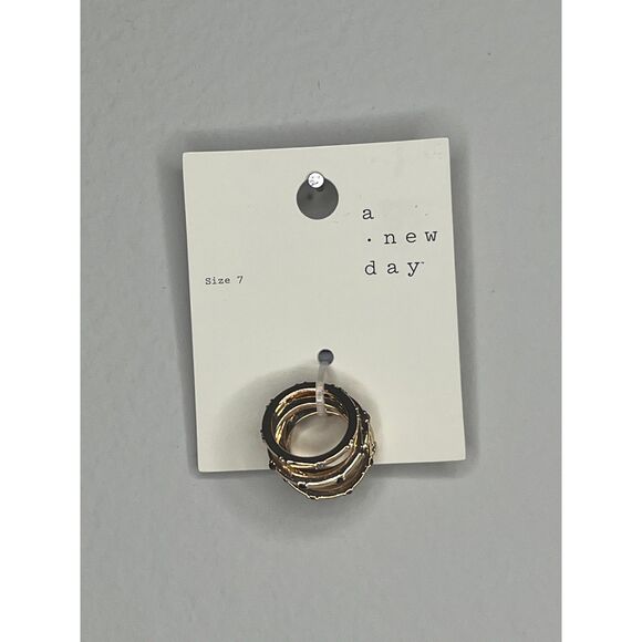 A New Day Gold-Tone Textured Stacking Rings Set - Size 7 - Picture 2 of 3